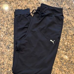 Puma Black Track Pants with Gold Logo